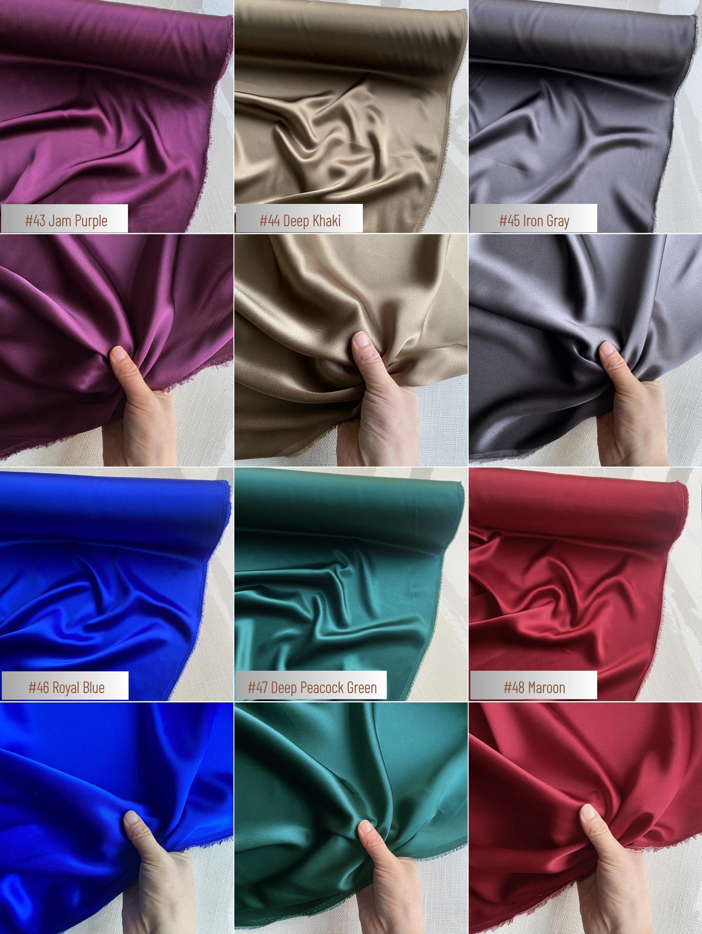 100% Silk Charmeuse, 19 Momme solid 60 colors, 114cm wide by the yard