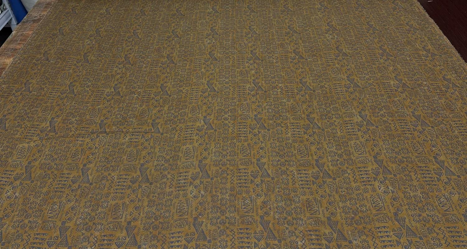 BJGUZH - 100% Linen, Vintage Green and Yellow Digital Print, 200 gram 135cm wide by the Yard