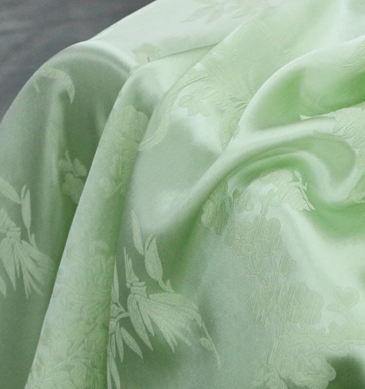 QIXILV - 23 Momme Jacquard Guanle Crepe Silk Fabric - 138cm wide by the Yard