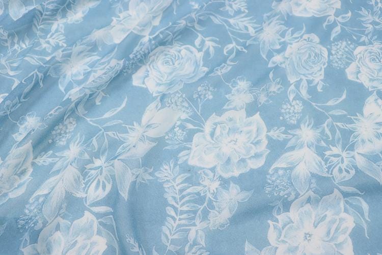 JFHLHD - 11 Momme Rose Floral Print Silk Georgette Fabric - 114cm wide by the Yard