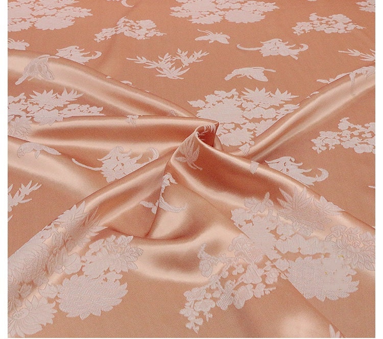 QIAWEI - Handmade Embossed Guanle Crepe Jacquard Stretch Elasticity Silk Fabric - 138cm wide by the Yard