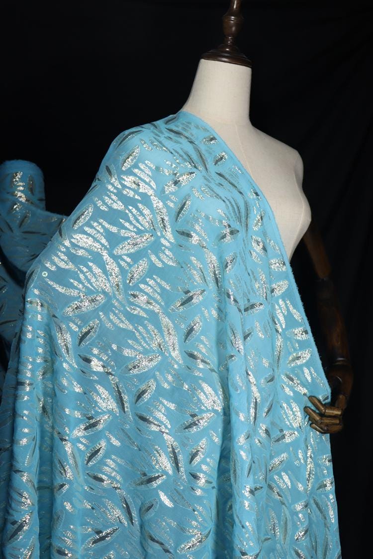 JFHDLS - 12 Momme Golden Thread Weave Silk Georgette Fabric - 135cm wide by the Yard