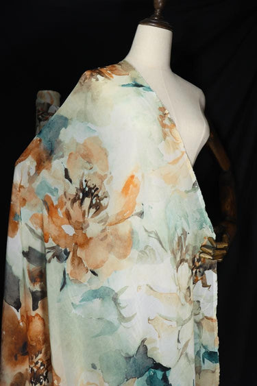 JFHGDF - 9 Momme Floral Print Silk Georgette Fabric - 140cm wide by the Yard