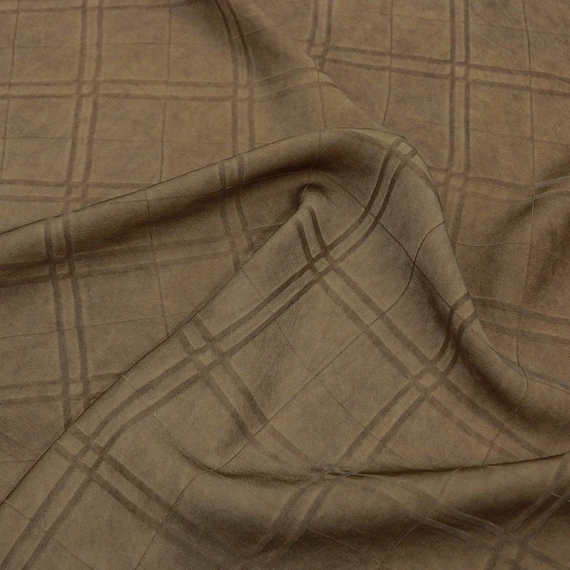 LINGX - Handmade Dirty Dyed Fried Color Full Silk Rhombus Jacquard Satin Artistic Style Mulberry Silk Fabric - 137cm by the Yard