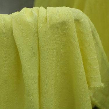 LEMOHU - 12 Momme Lemon Yellow Striped Jacquard Silk Georgette Fabric - 110cm wide by the Yard