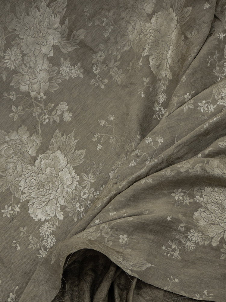 DIRTYH - Handmade Dirty Dyed Heavyweight Tussah and Linen Blended Jacquard Silk Fabric - 137cm By the Yard