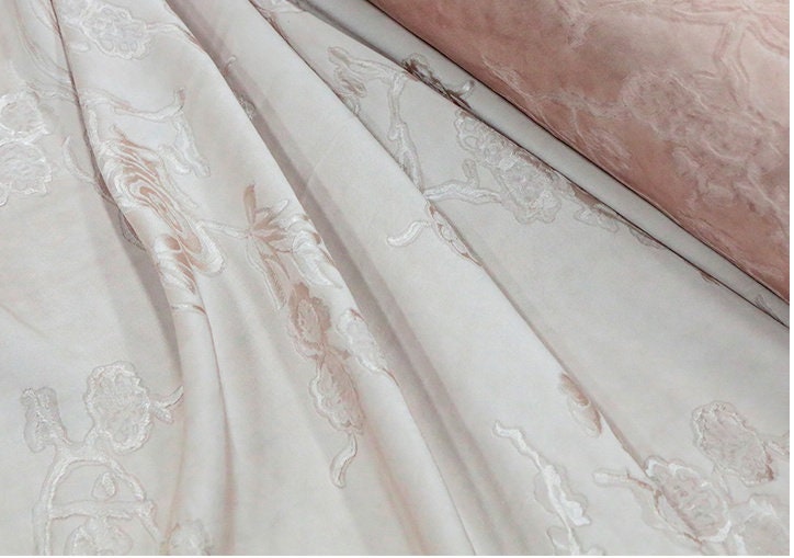 PUZHUO - Handmade Jacquard Plant Dye Silk Fabric Silk Viscose Blend - 133cm wide by the Yard