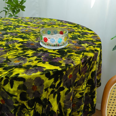 ZSRHYZ - 55 Momme Golden Yellow Background with Dark Green Floral Pattern Printed Mulberry Silk Velvet Fabric - 140cm wide by the Yard