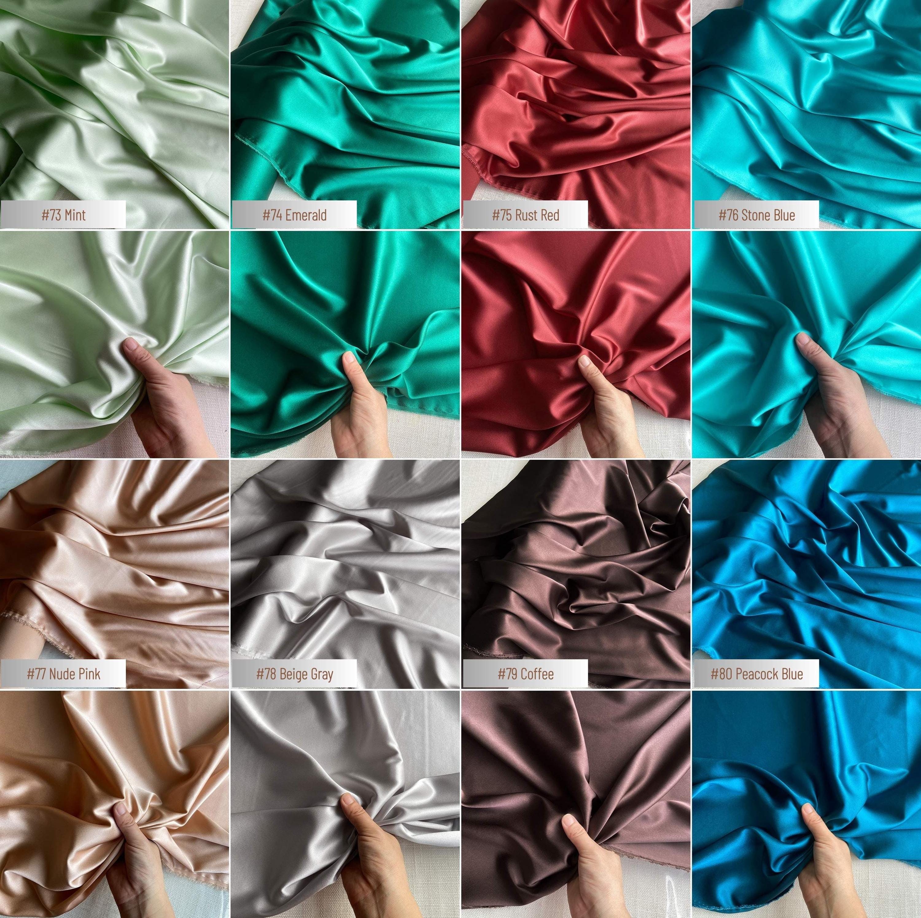 80 Colors Solid - 19 momme Stretch Silk Satin Fabric - 140cm wide by the Yard