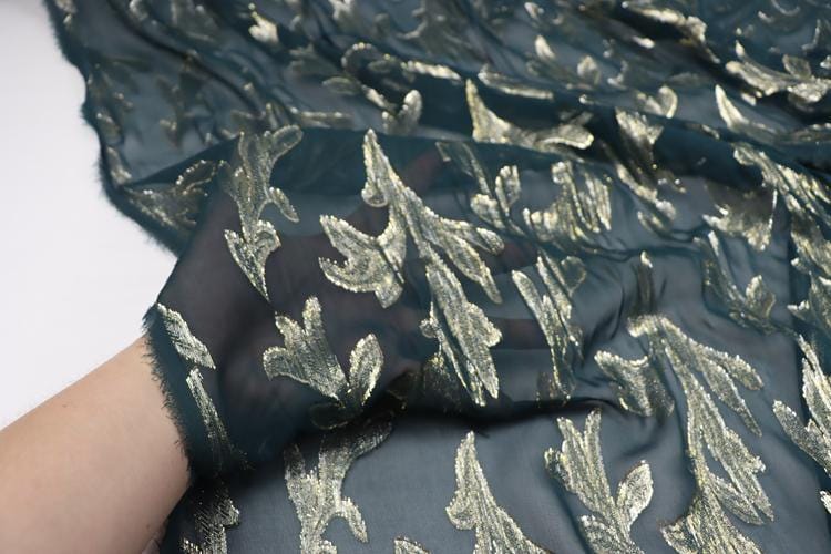 JFHSUY - 10 Momme Golden Thread Weave Silk Georgette Fabric - 140cm wide by the Yard