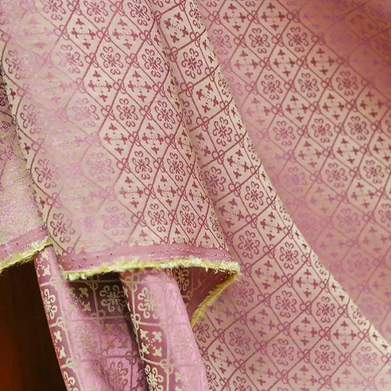 BINBEN - 24 Momme Handmade Pink Sangbo Satin Mulberry Silk Fabric - 135cm wide by the Yard