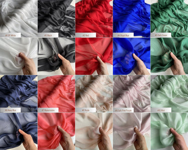 100% Silk Chiffon Fabric, 6 Momme 140cm wide by the Yard, 60 colors regular supply