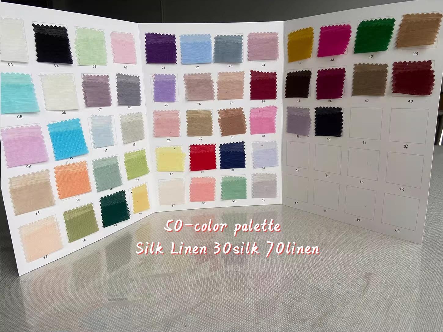 50C14SLIN - Silk Linen Fabric, 14 momme 50 Solid Colors ,140cm wide by the Yard