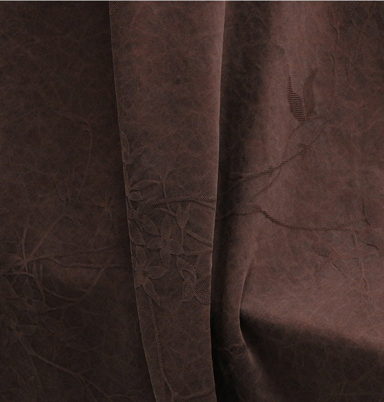 CRBELL - Coffee Red 28 Momme Handmade Jacquard Plain Satin Plant Dye Mud Silk Fabric, 135cm by the Yard