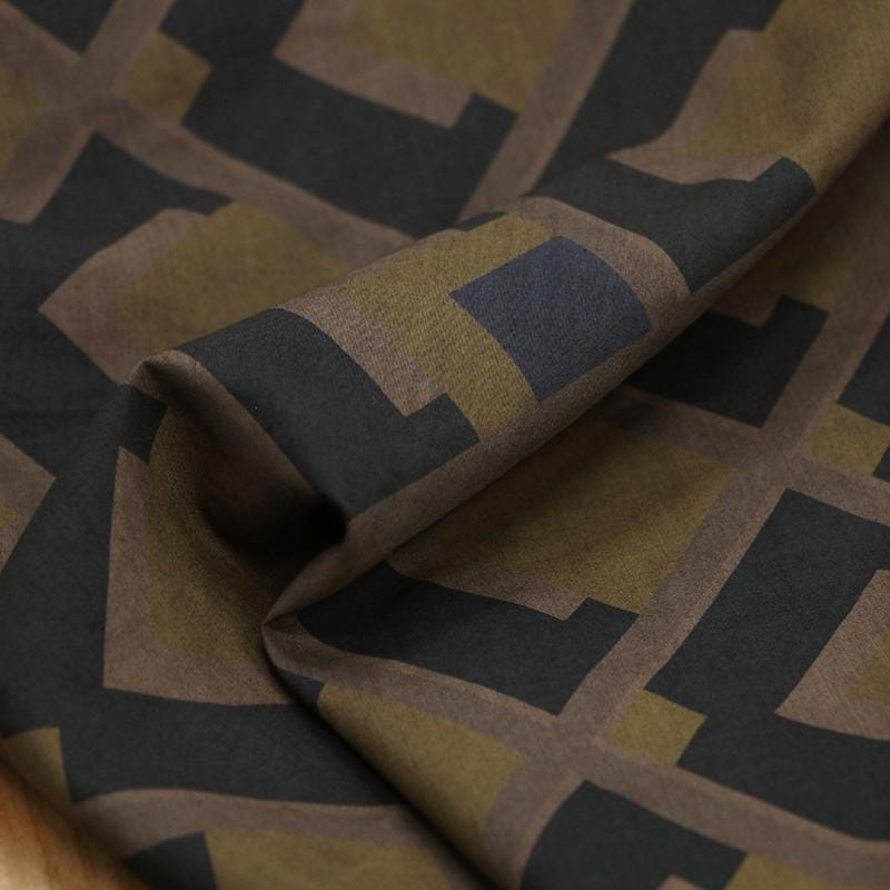 LZHFGW - 19 momme Plaid Printed Silk-Cotton Blended Fabric with Pre-Sprayed Gambiered Silk Digital Printing - 130cm wide by the Yard