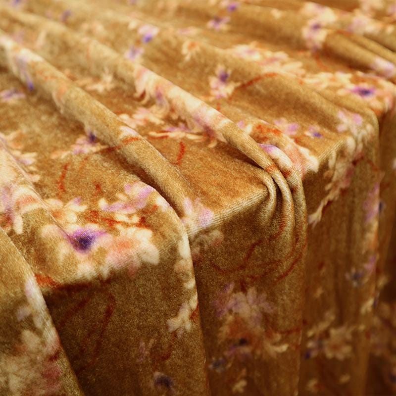 ZSRLHL - 55 Momme Pear Blossom Pattern with Three Background Colors Printed Mulberry Silk Velvet Fabric - 140cm wide by the Yard