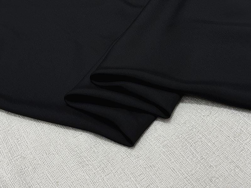 SQCUNH - 23 Momme Solid Color Black Double Joe Satin Silk Fabric - 137cm wide by the Yard