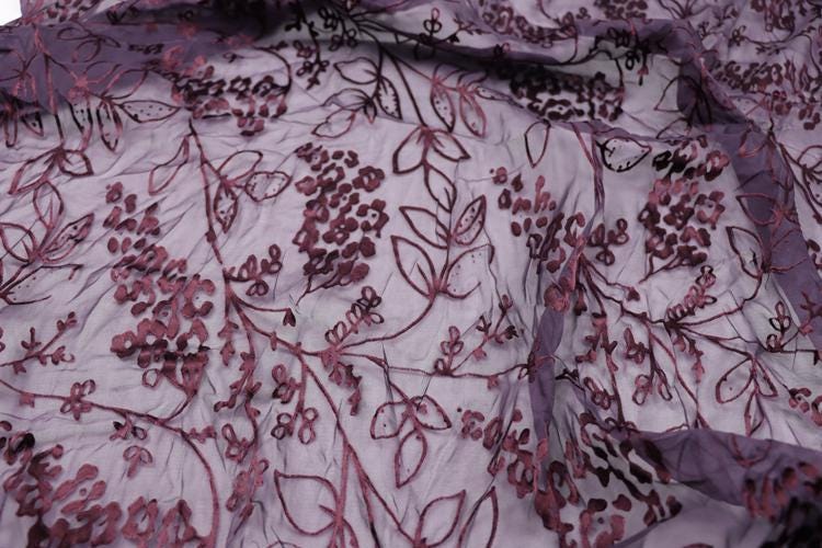 JIURED - Sheer Burnout Silk Devore Satin Fabric - 112cm wide by the Yard