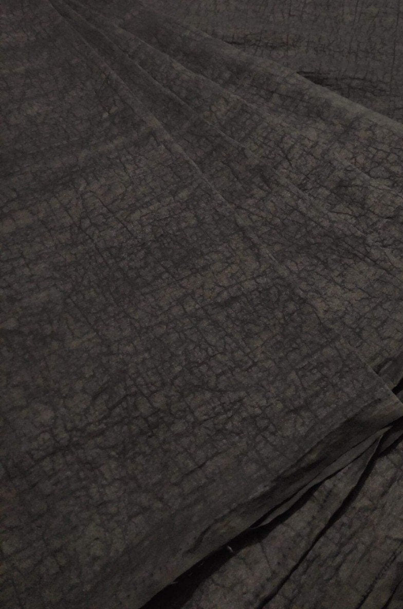 SHUANGHEI - Handmade 22 Momme Both-sides Black Cracked Mud Silk Fabric 110cm By the Yard