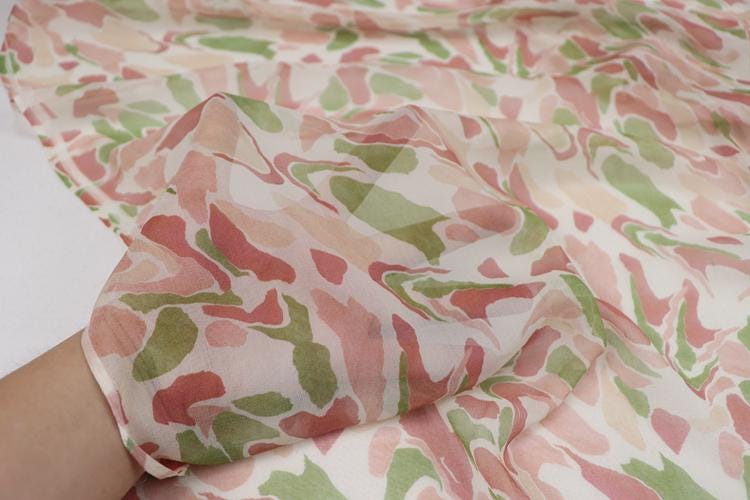 BUGZYI - 8 Momme Fresh Unique Irregular Print Silk Georgette Fabric - 130cm wide by the Yard
