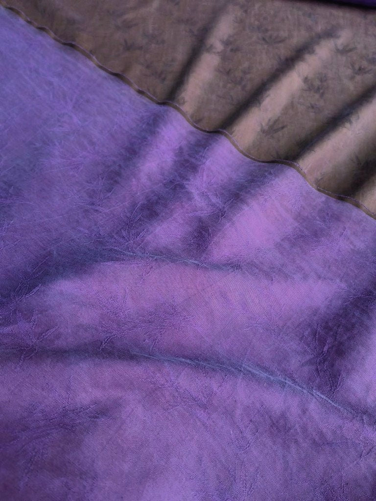 PURPLE - 40 Momme Handmade Bamboo Jacquard Gambiered Ganton Silk Fabric - 114cm Wide by the Yard
