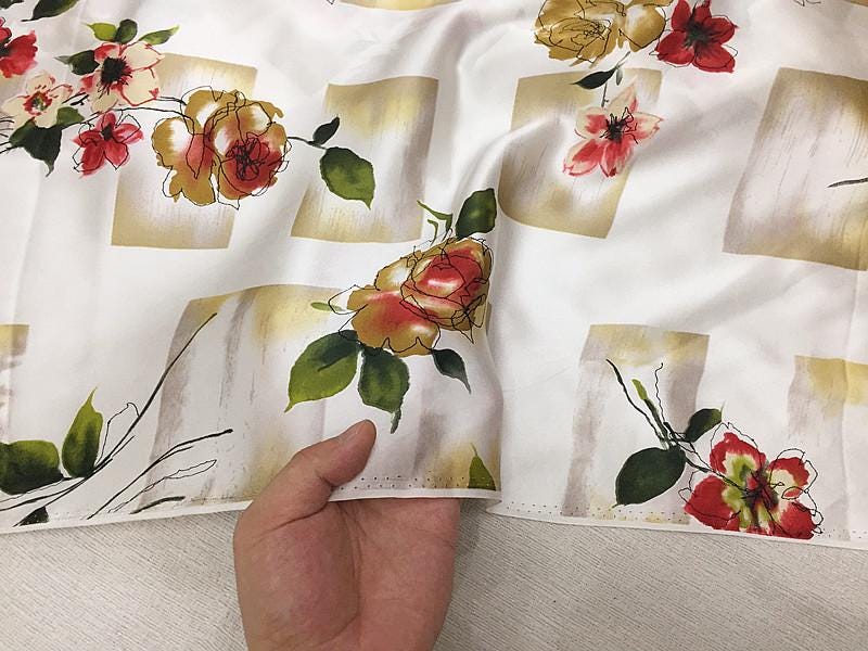 SZDGEZ- 16 Momme Watercolor Abstract Print Stretch Charmeuse Silk Satin Fabric - 114cm wide by the Yard