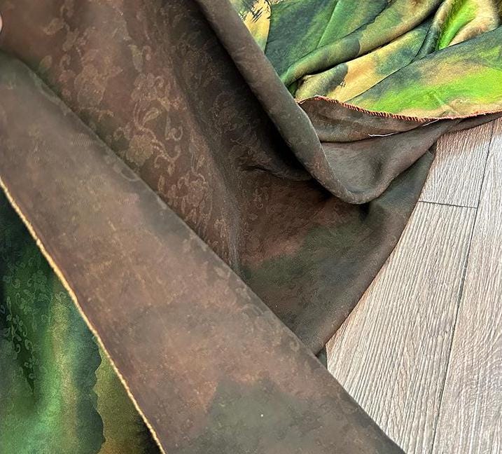 FNGJN - Handmade 25 Momme HUALUO Jacquard Mud Silk Fabric (Openwork texture) - 113cm by the Yard