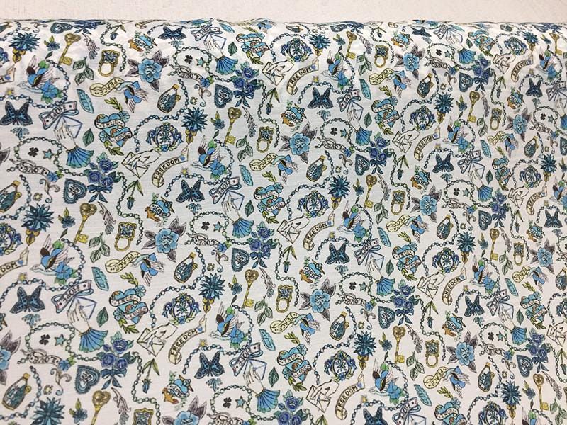 HFLASH - 12 Momme Silk Cotton Blended Print Fashion Fabric - 140cm wide by the Yard
