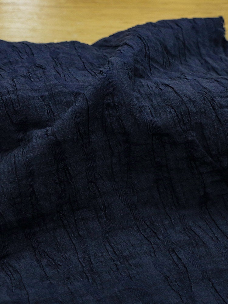 TREEP - 25 Momme Handmade Jacquard Bark-Textured Heavy Crepe Silk Linen Fabric - 100cm by the Yard