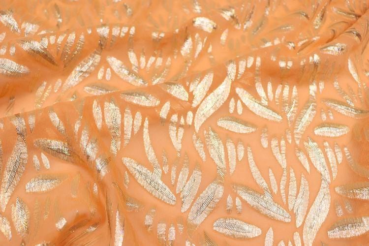 JFHCSD - 12 Momme Golden Thread Weave Silk Georgette Fabric - 135cm wide by the Yard