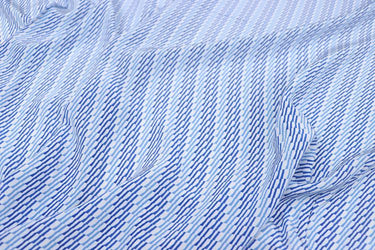 JFHLTW - 14 momme Blue Stripe Style Silk Crepe de Chine Fabric - 140cm wide by the Yard