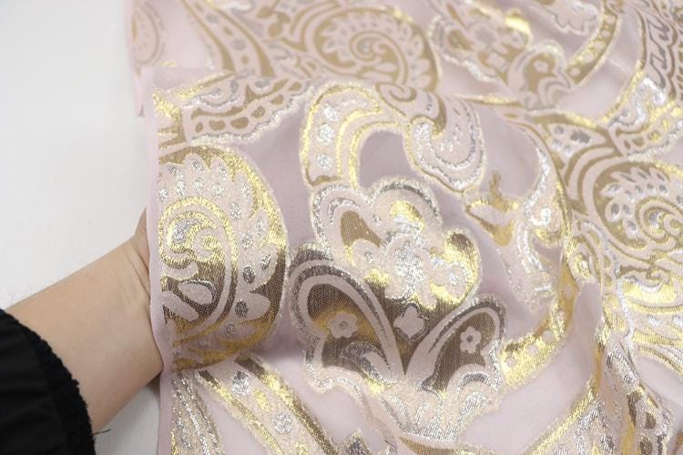 JFHFDJ - 15 Momme Golden Thread Weave Silk Georgette Fabric - 140cm wide by the Yard