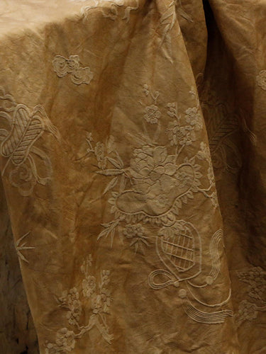 BABTUN - 33 Momme Vintage Plant Jacquard Silk-Wool Blend Fabric - 135cm wide by the Yard