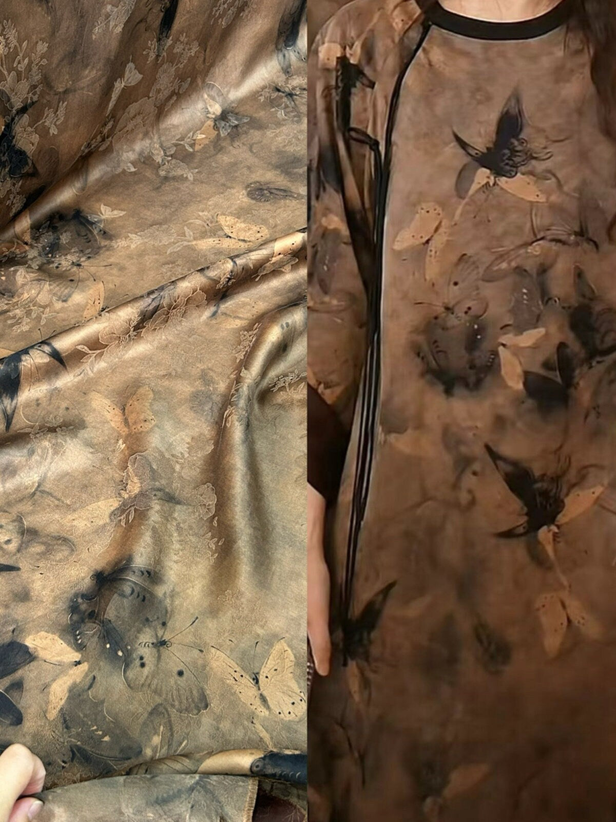 HDIO - Handmade 25 Momme HUALUO Jacquard Mud Silk Fabric (Openwork texture) - 113cm by the Yard