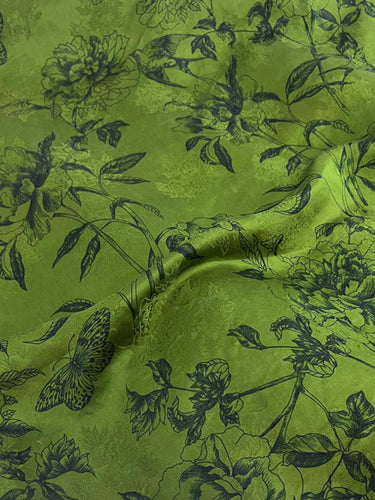 QINTNG - Handmade 25 Momme HUALUO Jacquard Mud Silk Fabric (Openwork texture) - 113cm by the Yard