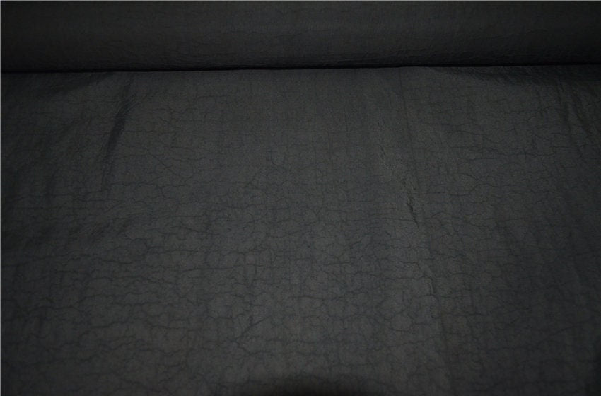 SHUANGHEI - Handmade 22 Momme Both-sides Black Cracked Mud Silk Fabric 110cm By the Yard