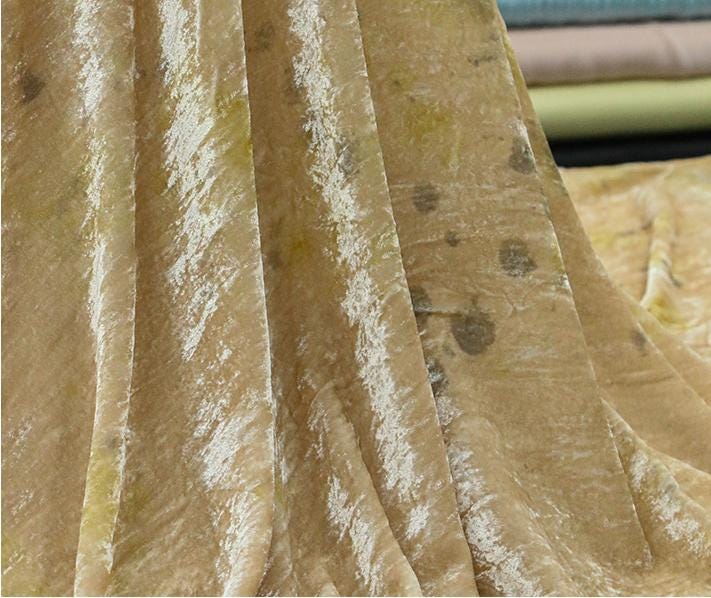 MENFAN -Handmade Ancient Plant-dyed Dreamy Light Luxury High-end Designer Silk Velvet Fabric - 125cm wide by the Yard