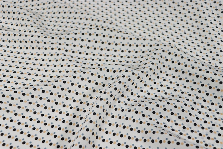 XIBODIAN - 14 momme Small Polka Dot Print Silk Crepe de Chine Fabric - 138cm wide by the Yard