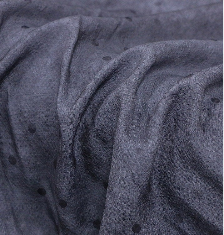 BODIA - Polka Dots Jacquard Handmade Gambiered Ganton Tussah Silk Fabric - 135cm By the Yard