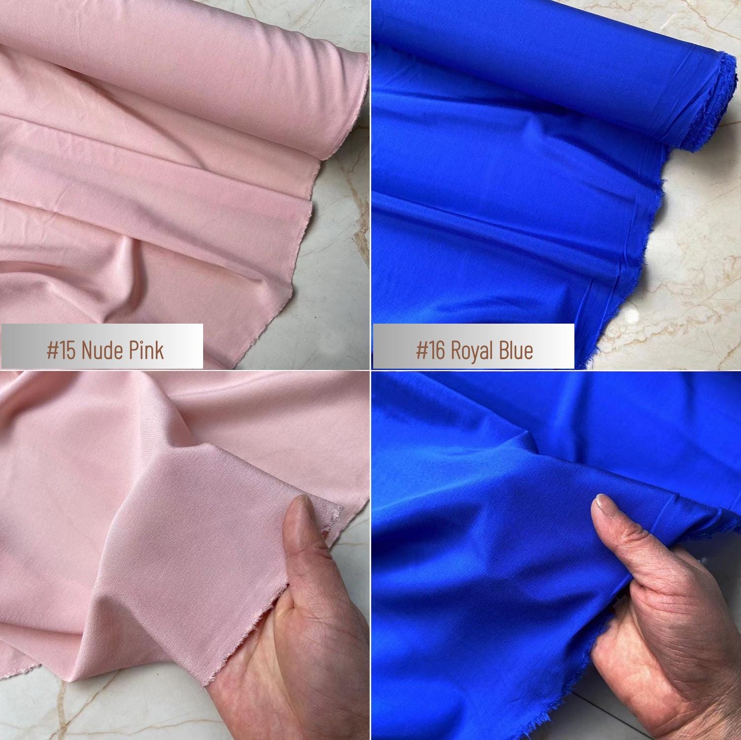 16 Momme Stretch Silk Crepe Fabric – 20 Colors, 42.5" Wide, 93/7 Silk/Spandex