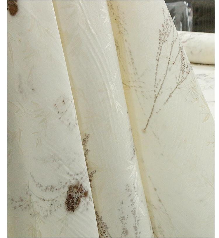 TURXCU - 19 Momme Handmade Jacquard Plant Dye Branch Pattern Jacquard Perforated Silk Fabric Silk Rayon Blend - 128cm wide by the Yard