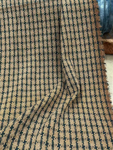 QIANOGE - 60 Momme 100% Tussah Slub Mud Silk Fabric, Coffee and Brown,100cm wide by the Yard