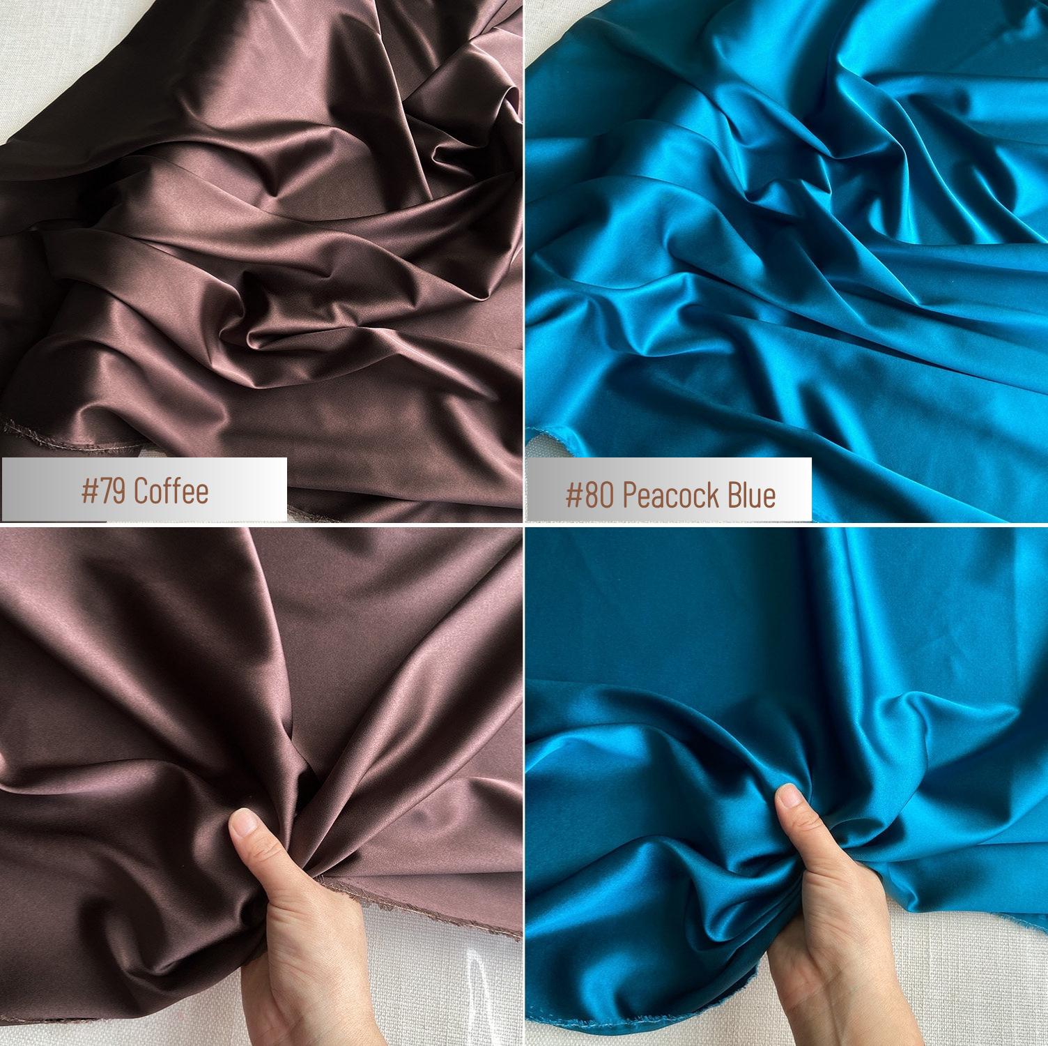Stretch 90% Silk Charmeuse, 19 Momme solid 80 colors, 140cm wide by the yard