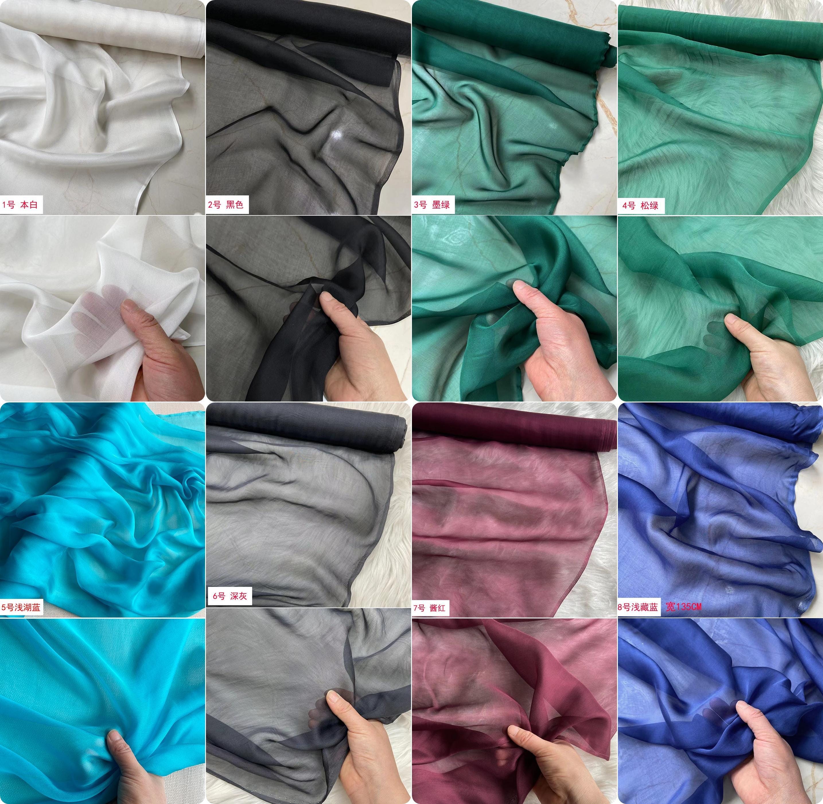 50 Solid Color - 6 momme Mulberry Silk Chiffon Fabric - 138cm wide by the Yard