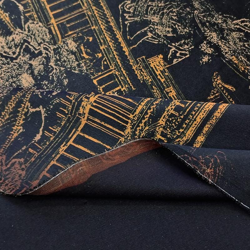 GUYLGE - Handmade 40 Momme Jacquard Mud Silk Satin Fabric -112cm By the Yard