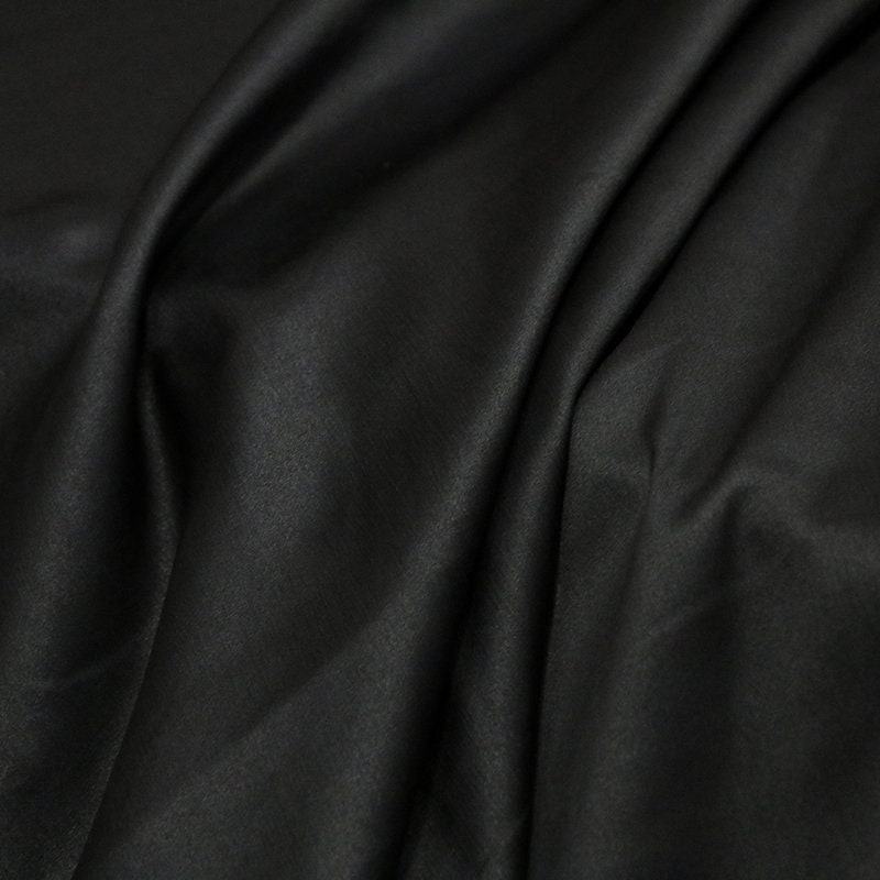 BBH - 22 Momme Handmade Eco Friendly Black Crinkled Mud Silk Satin Fabric - 125cm by the Yard