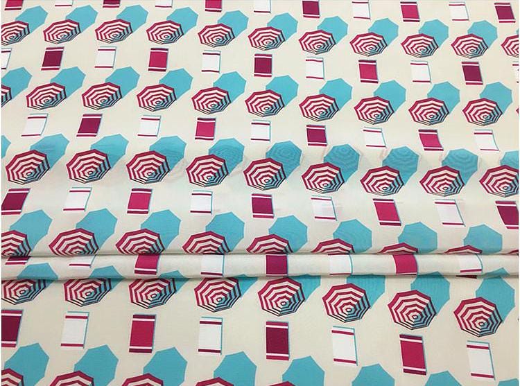 BABXIN - 17 Momme Octagon Pattern Print Wide Silk Crepe de Chine Fabric - 136cm wide by the Yard