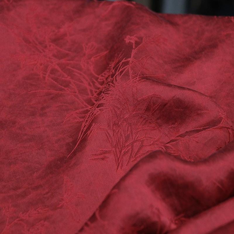 DUGUIZ - 26 Momme Bright Color Collection Silk Plain Satin with Cracked Xiangyunsha Fabric - 110cm by the Yard