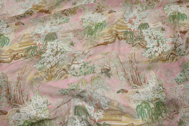 JFHGTY - 11 Momme Traditional Courtyard Pattern Silk Georgette Fabric - 140cm wide by the Yard