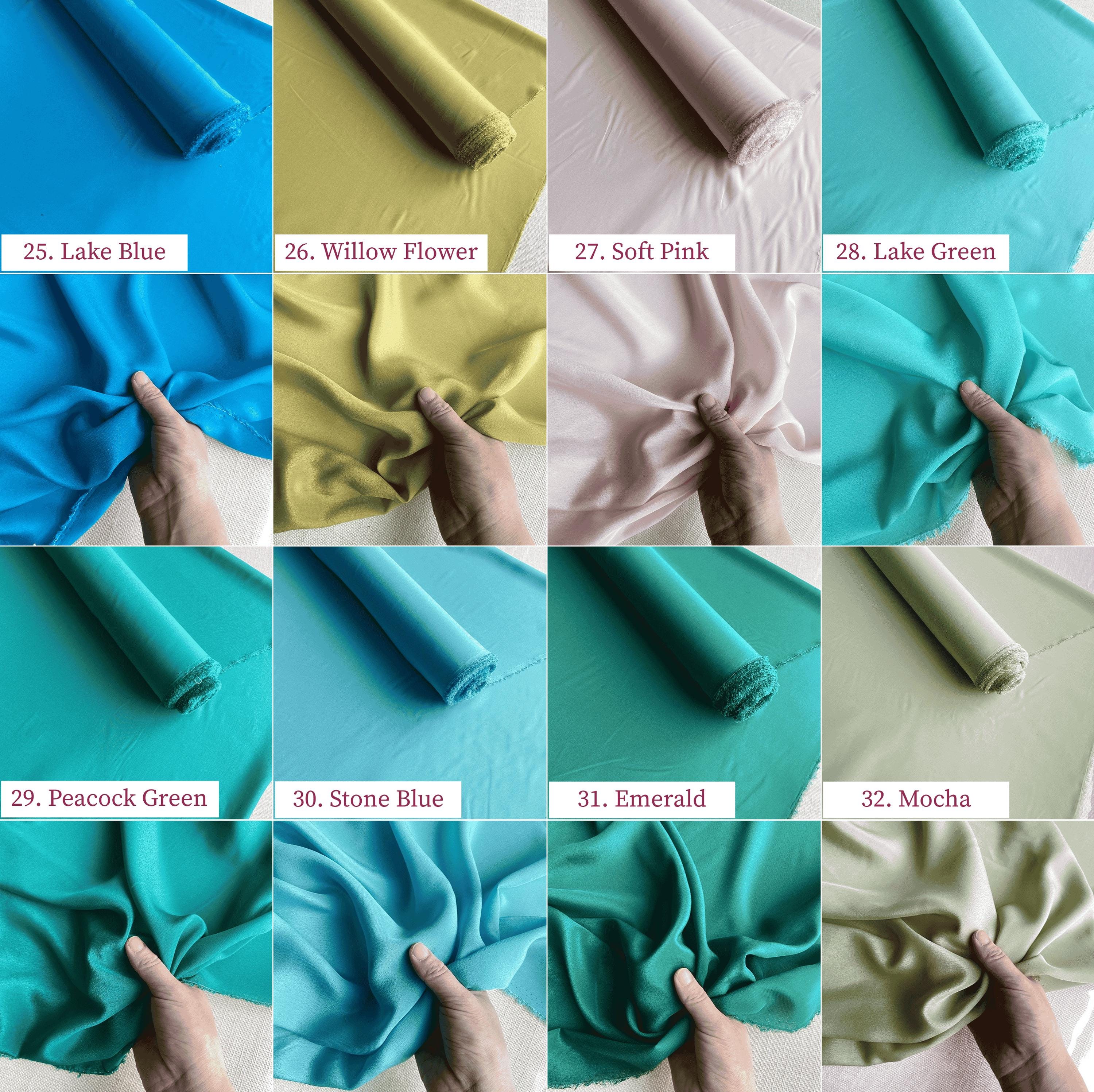 Silk Crepe de Chine, 12 momme 60 solid colors, regular supply silk fabric, 140cm wide by the yard